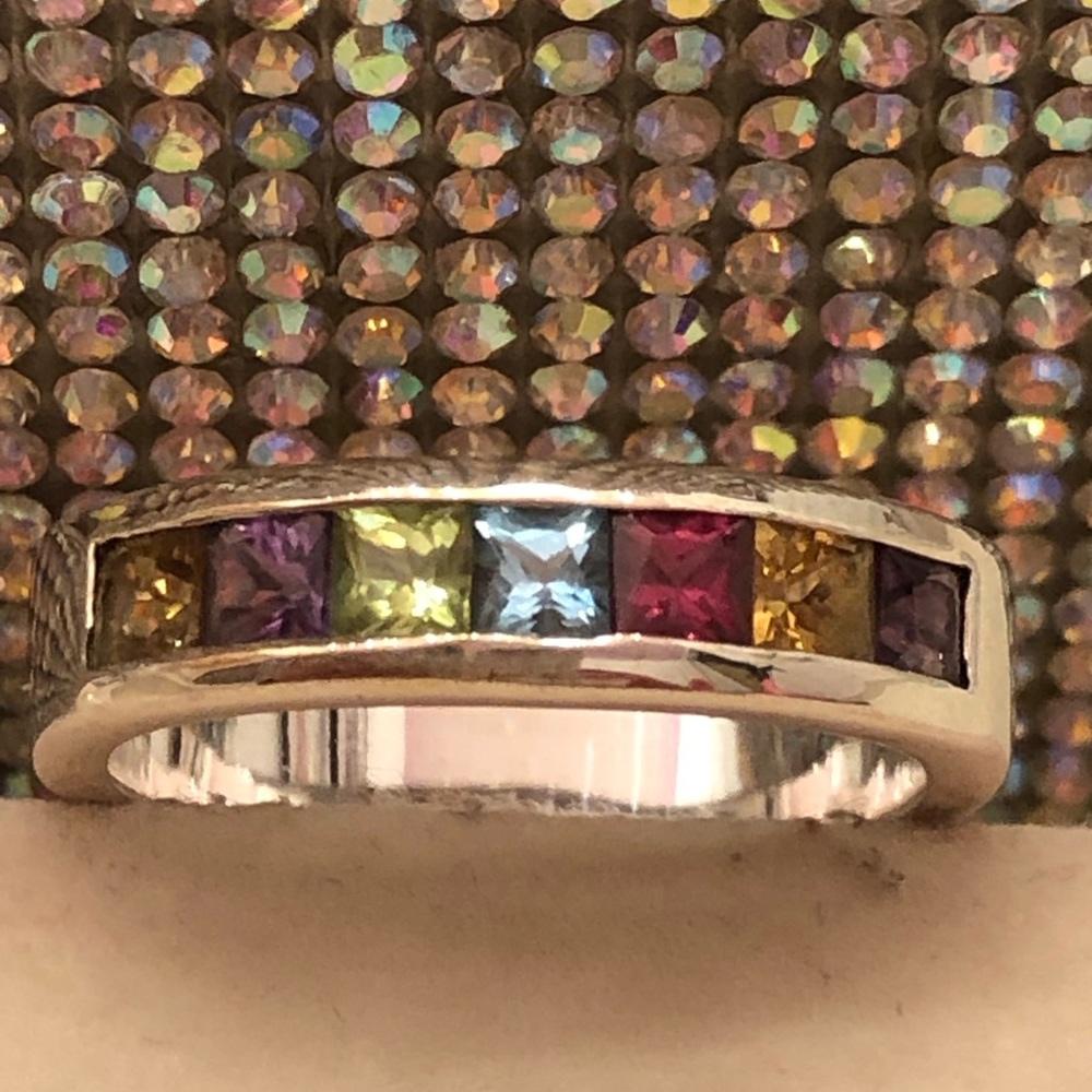 NWOT Sterling Silver Channel Set Gemstone Band